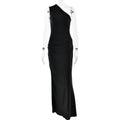 Women's Oblique Shoulder Long Sexy Sleeveless Pleated Hot Dress
