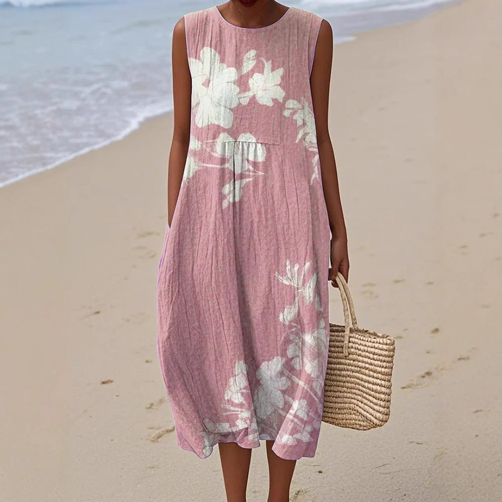 Women's Floral Element Shading Digital Printing Loose Casual Dress