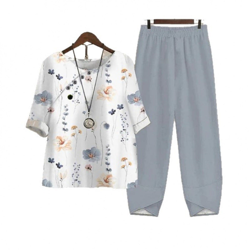 Women's Casual Round Neck Half Sleeve Shirt Suits