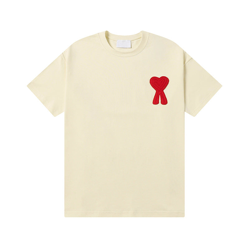 Women's Sleeve Summer Big Love Towel Embroidery Casual Luck Loose Women's T-shirt