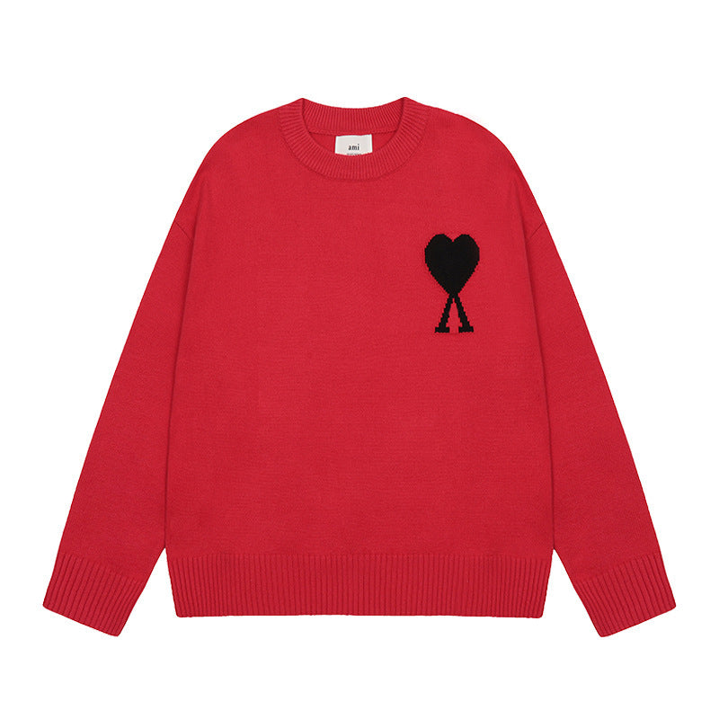 Round Neck Small Love Fashion Female Couple Loose Long Women's Sweater
