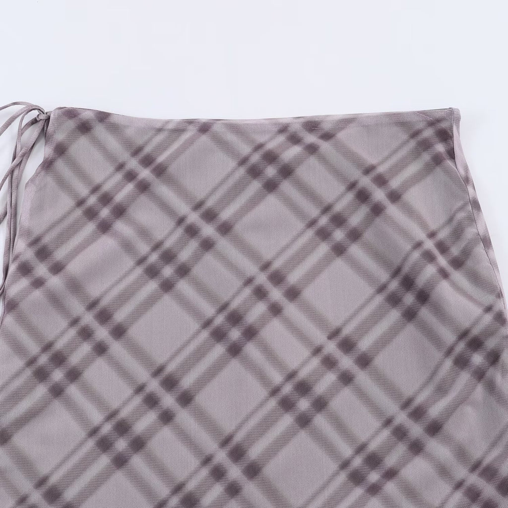Pretty Women's Fashion Plaid Silk Net Skirts