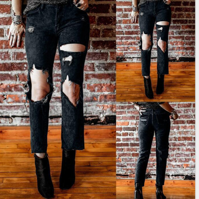 Women's Fashion Slim Fit Ripped Denim Women's Jeans