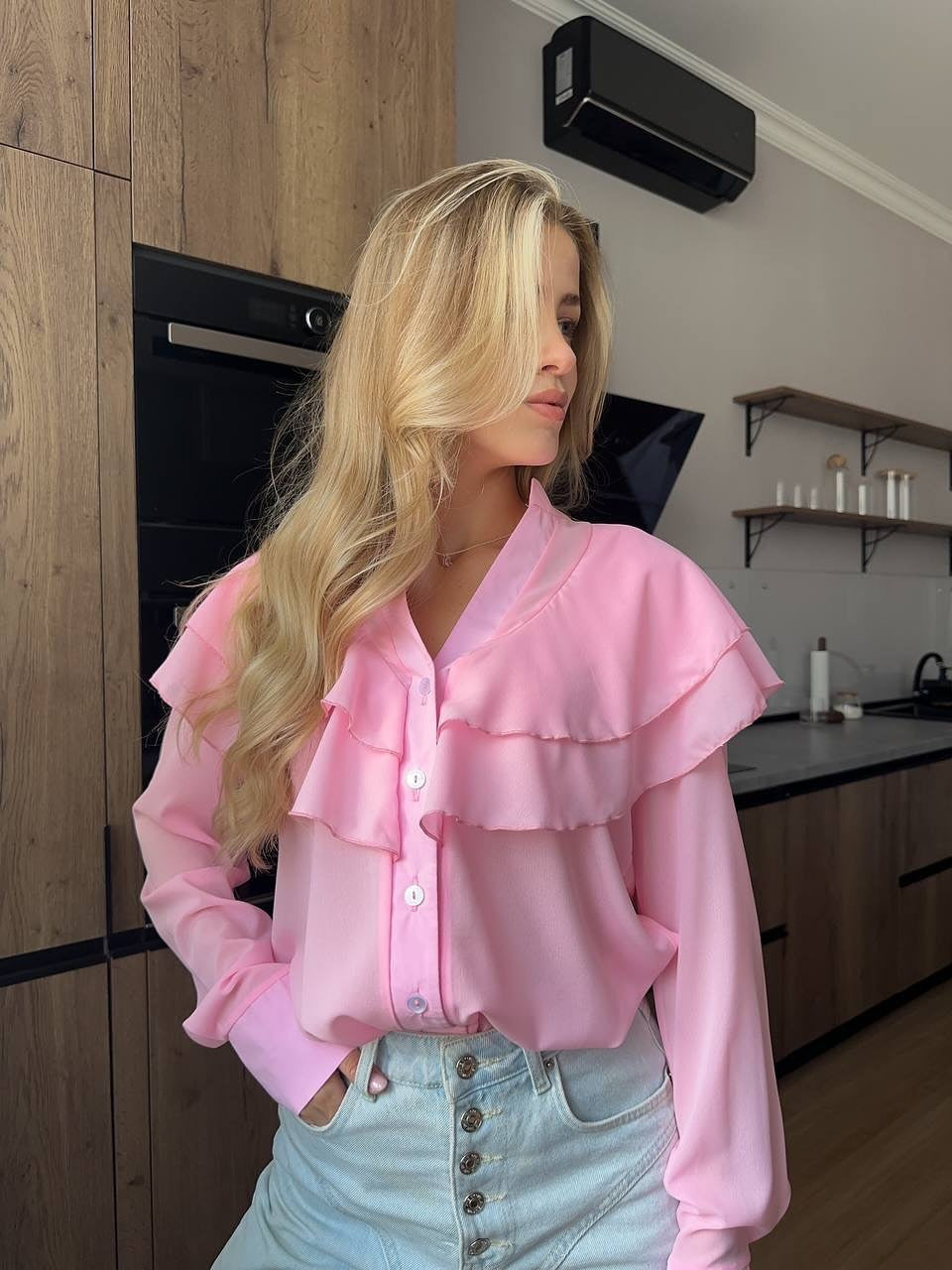 Women's Lotus Leaf Chiffon Shirt Elegant Classic Tops