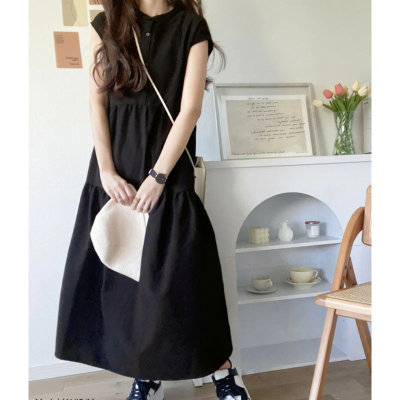 Summer Sweet Back Collar Sleeveless Striped Dress