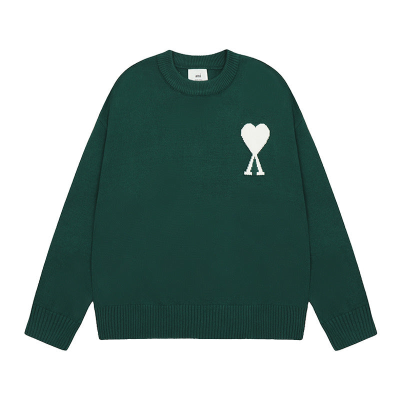 Round Neck Small Love Fashion Female Couple Loose Long Women's Sweater