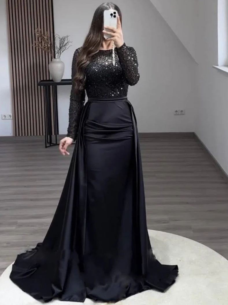 Women's Banquet Long-sleeved Elegant Host Temperament Queen Dress
