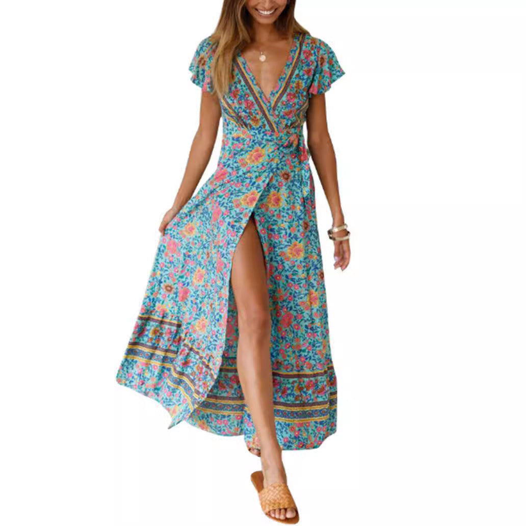 Comfortable Cool Split Bohemian Sexy Print Dress