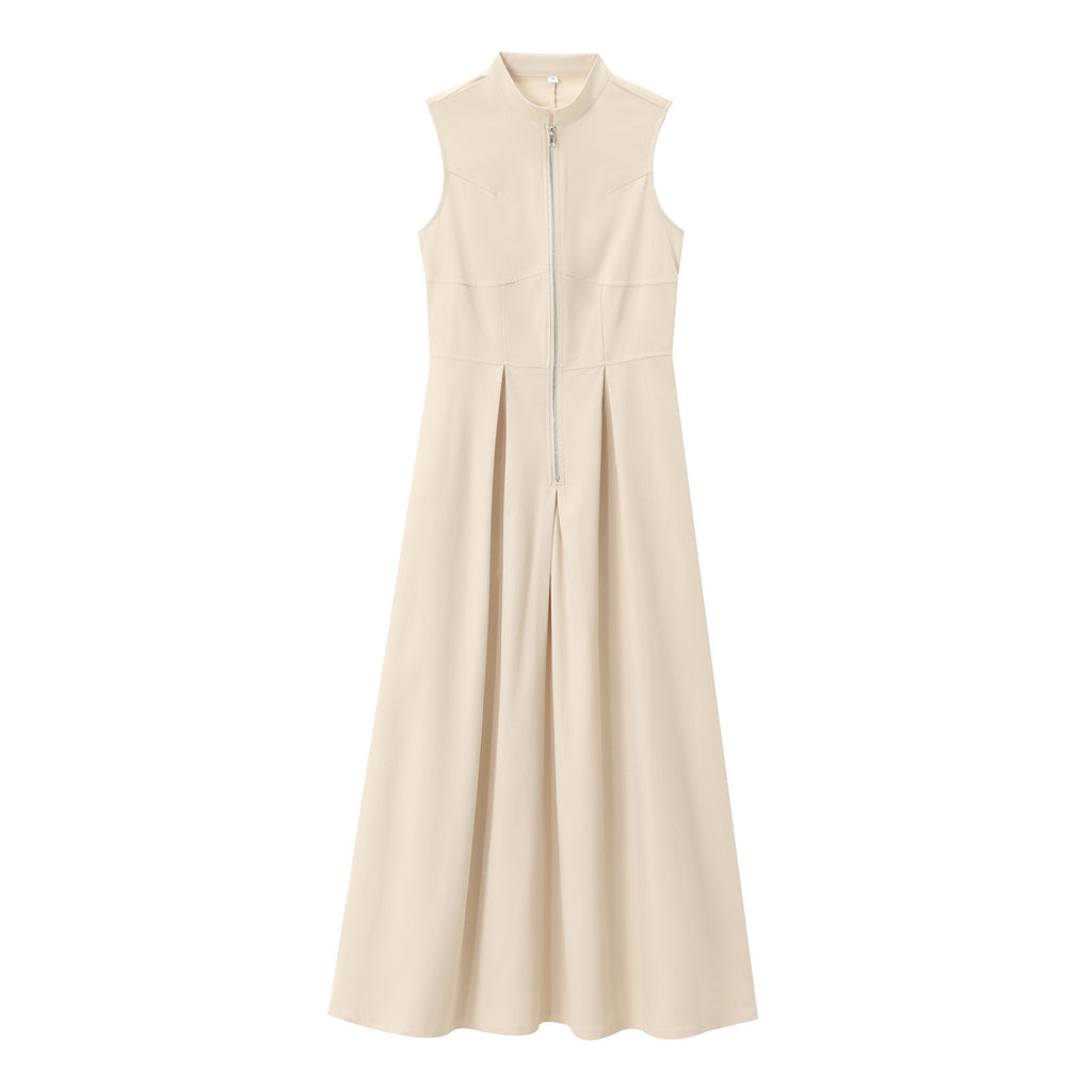French Design Round Neck Sleeveless Waist Commuting Elegant Dress