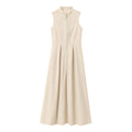 French Design Round Neck Sleeveless Waist Commuting Elegant Dress