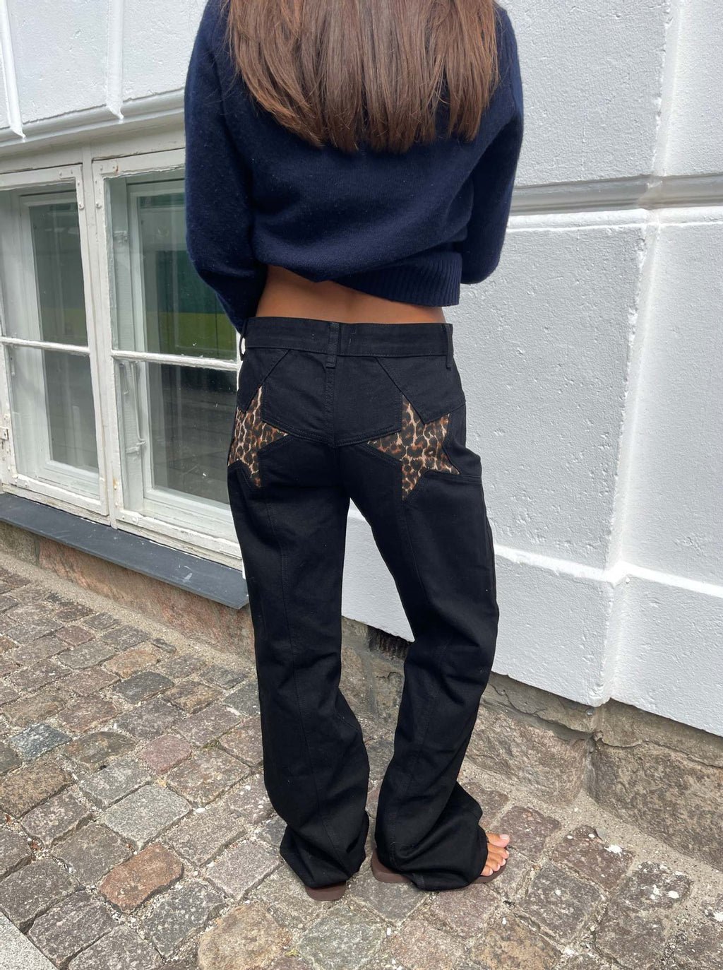 Hot Back Five-pointed Star Color Contrast Women's Jeans