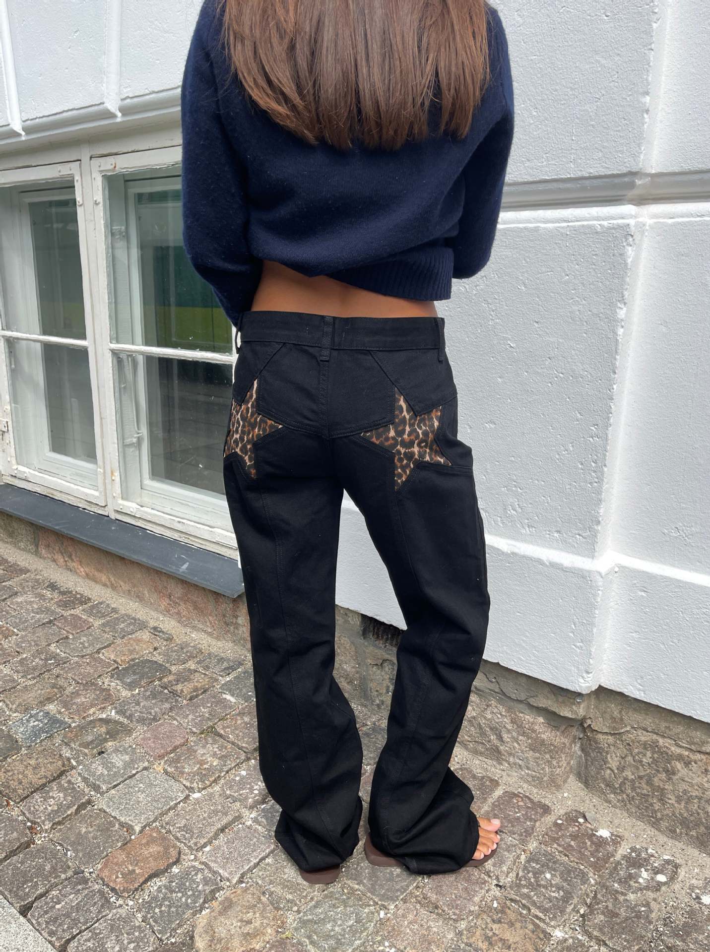 Hot Back Five-pointed Star Color Contrast Women's Jeans