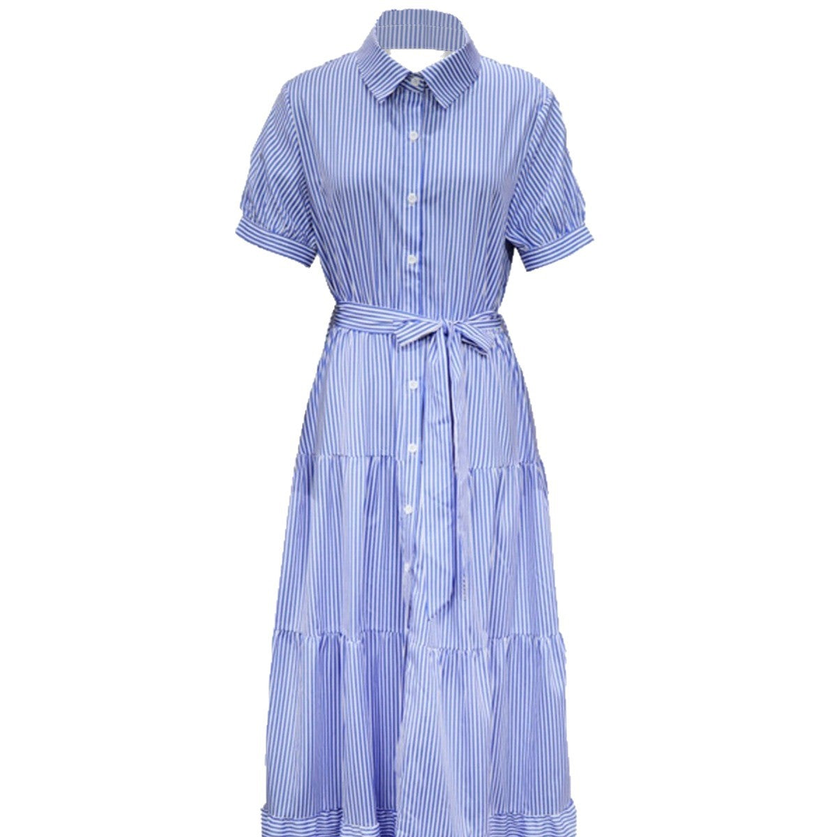 Fashionable Striped Sleeve Loose Midi Elegant Dress