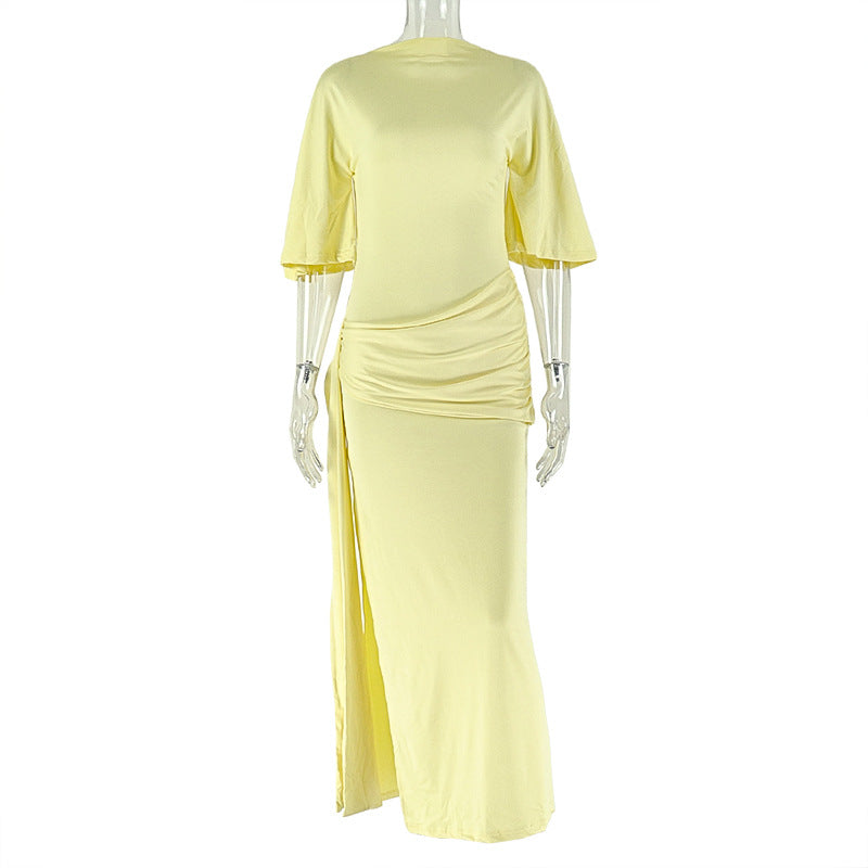 Women's Backless Sexy Pleated Loose Hip Split Long Skirts