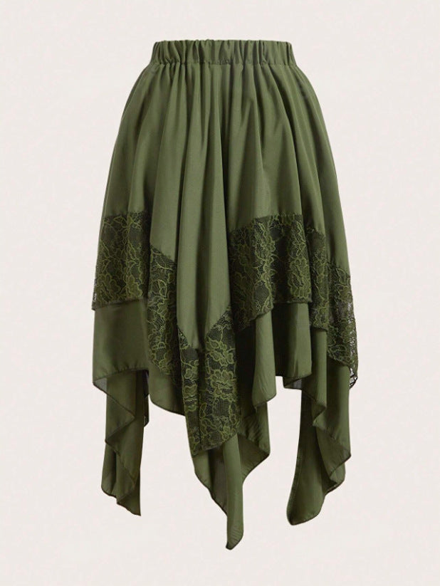 Dark Goth Punk Hot Lace Stitching Skirt