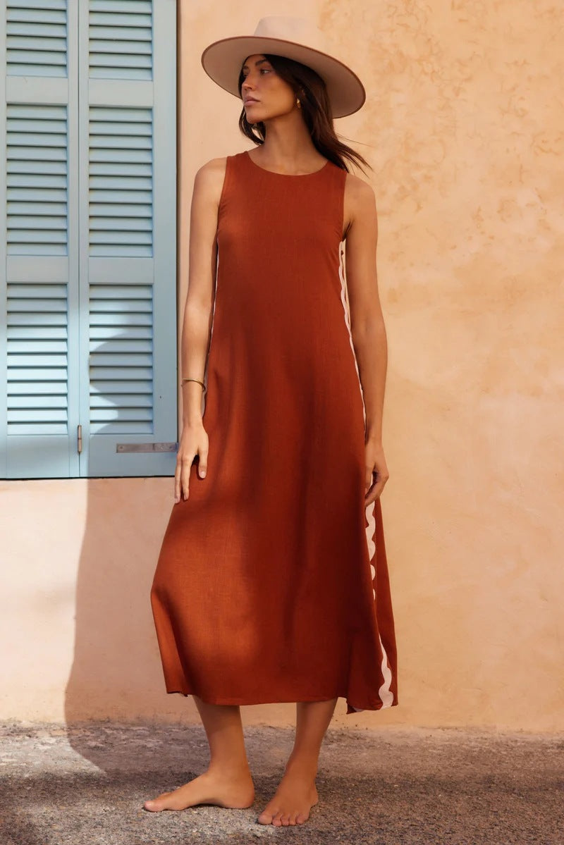 Women's Summer Fashion Casual Collar Lace Shoulder Strap Dress