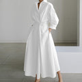 Commute Fashion Collar Lining Elastic Waist Dress