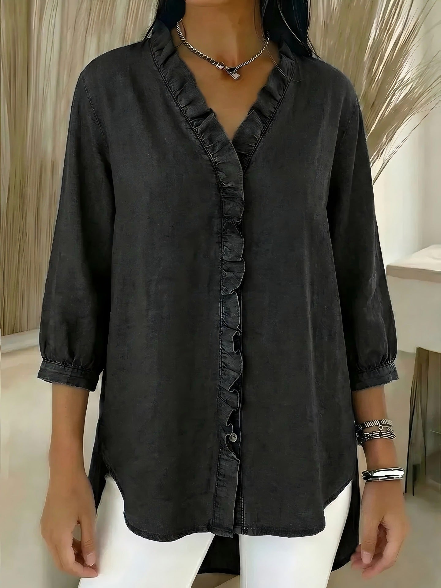 Beautiful Innovative Women's Casual Flounce Shirt Blouse