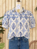 Graceful Women's Shirt Printed Floral Loose Blouse