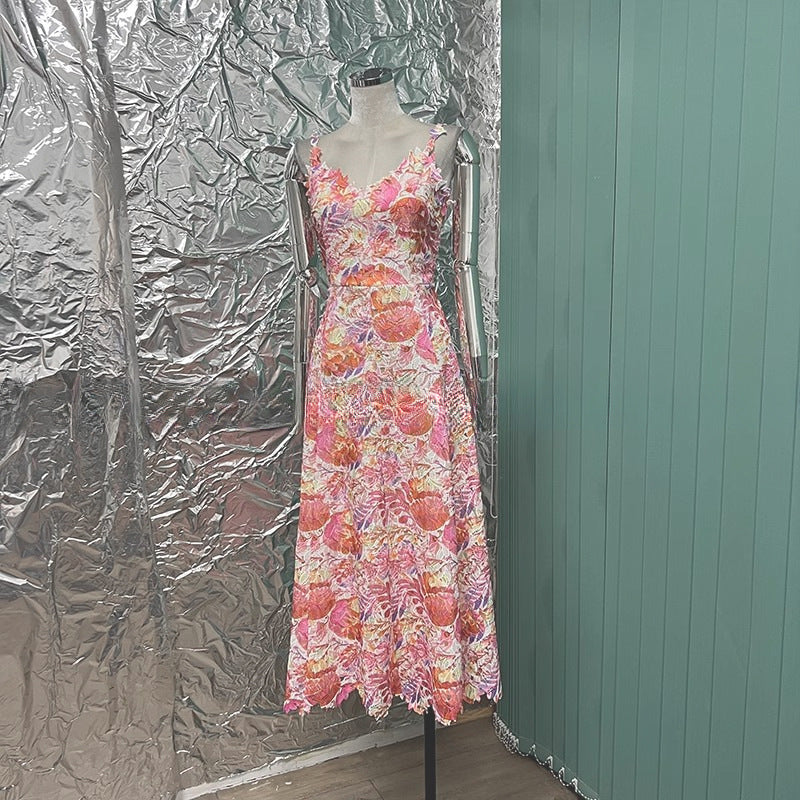 Sexy Summer Colorful Printed Three-dimensional Flower Dress