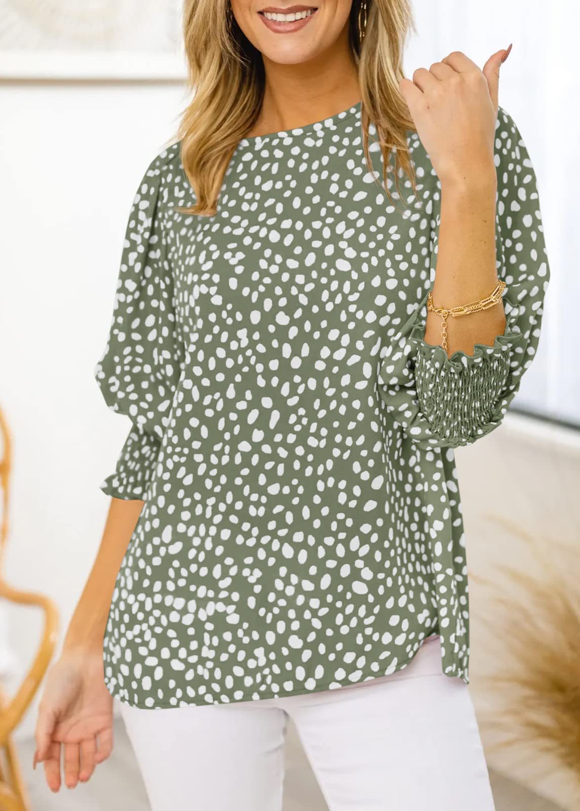 Women's Summer Short-sleeved Round Neck Loose Printed Chiffon Blouse