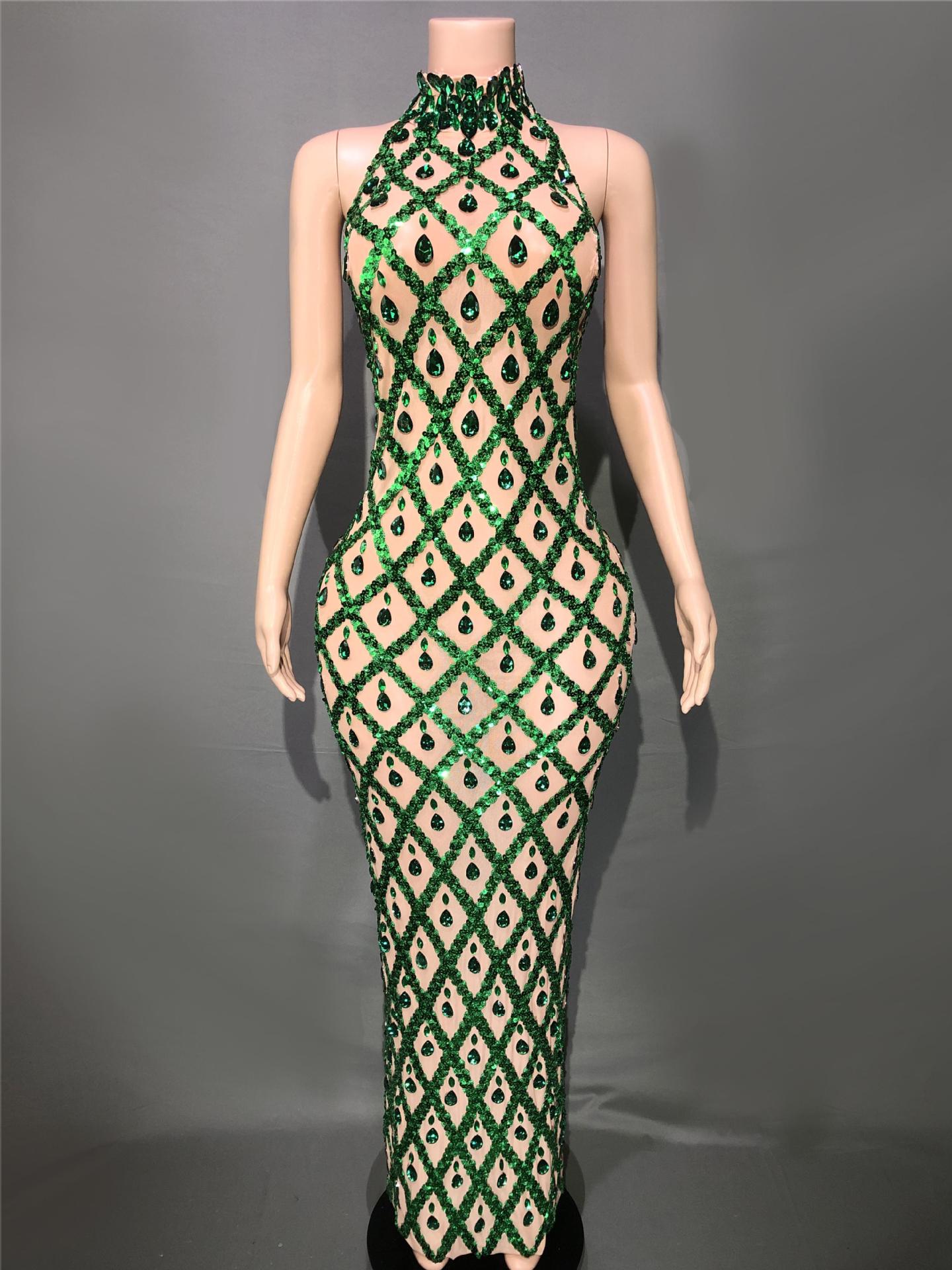 Graceful Women's Shiny Rhinestone Party Formal Dress