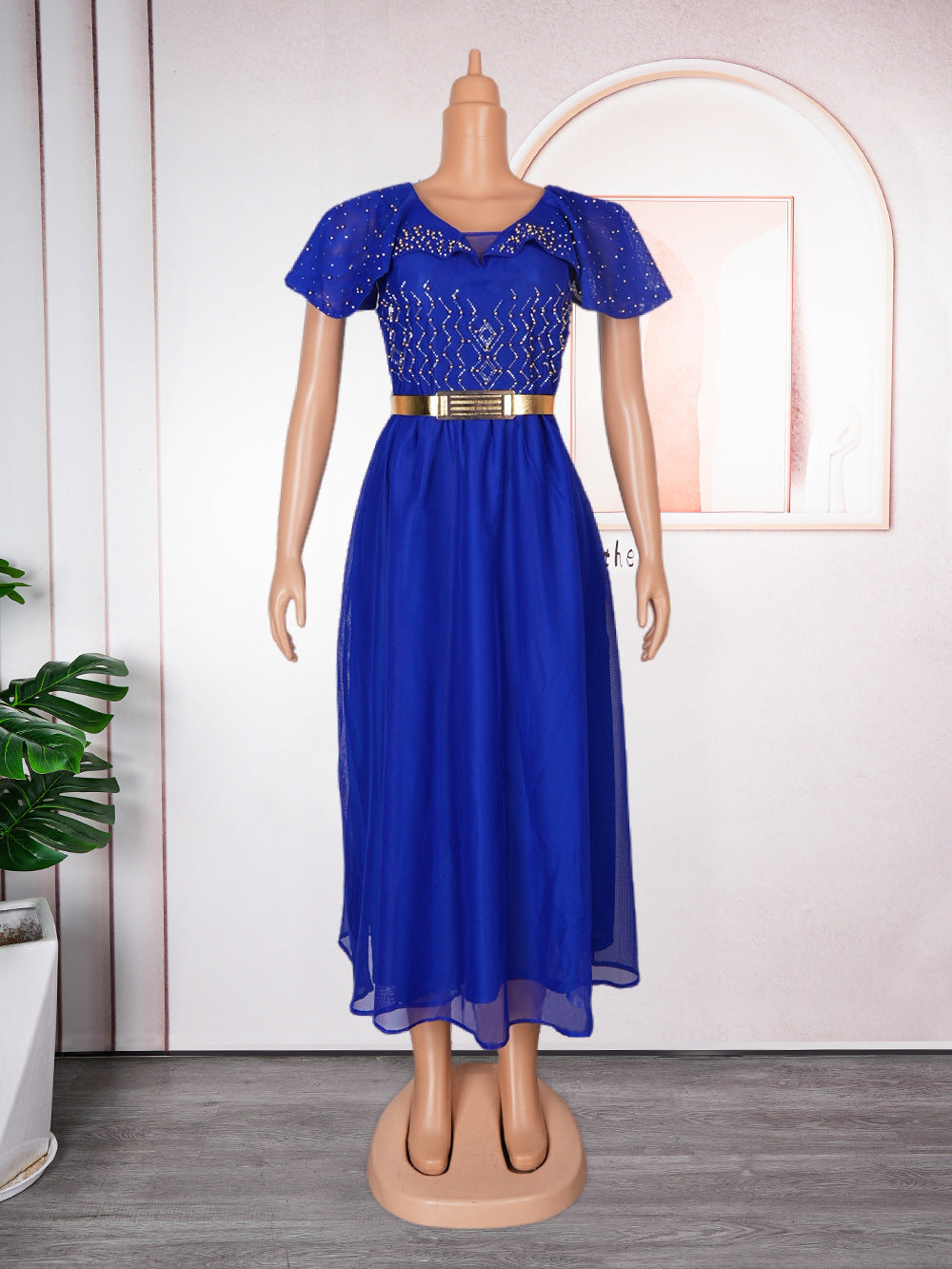 Women's Sexy Hip African Foam High Waist Dress