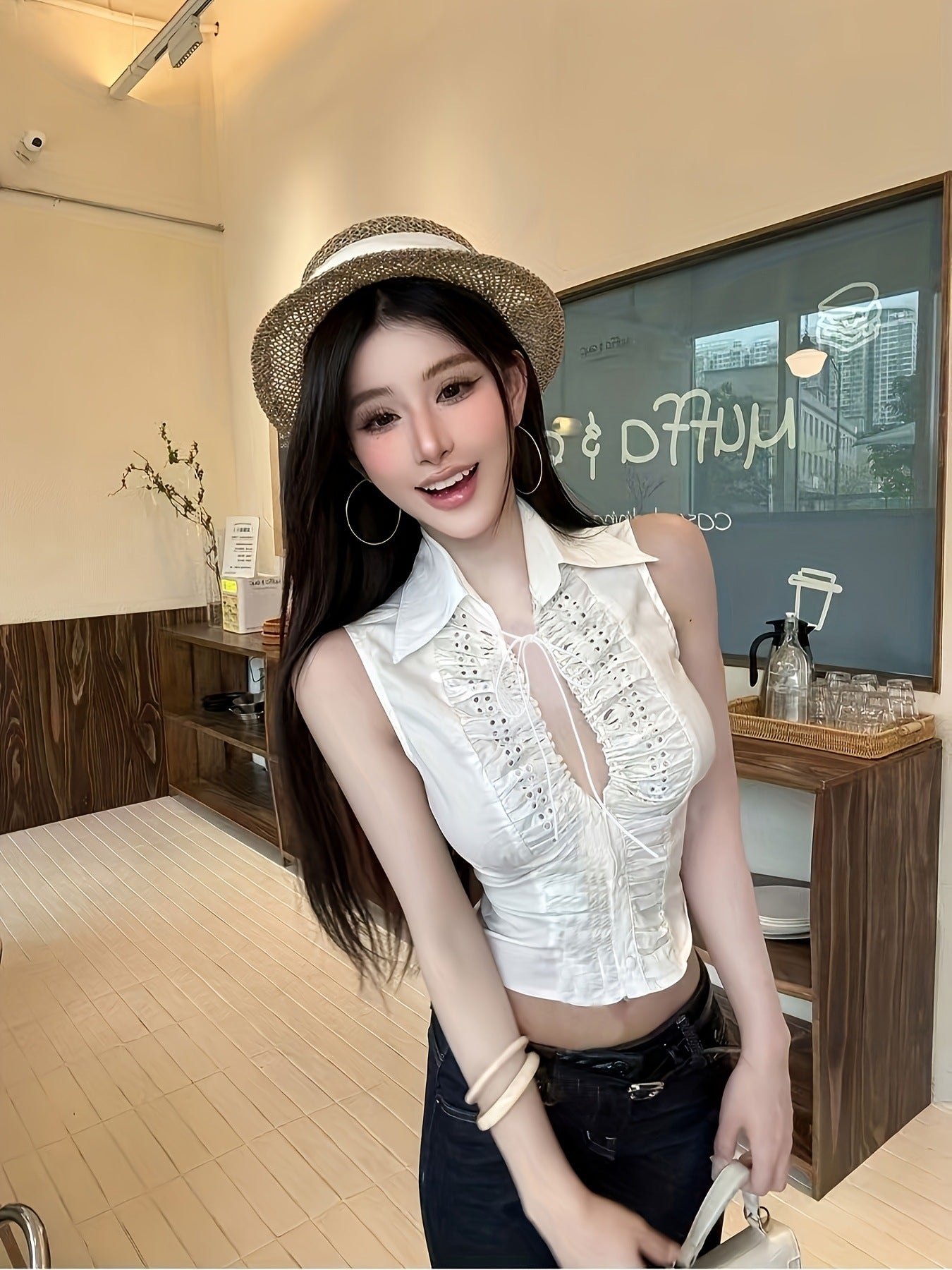 Women's Chubby French Style Pure Desire Halter Tied Design Sense Tops