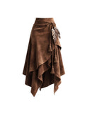 Women's European Vintage Suede Western Style Irregular Skirts