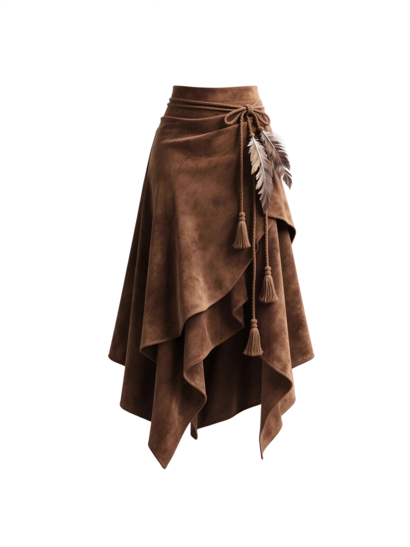 Women's European Vintage Suede Western Style Irregular Skirts