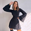 Women's Bell Sleeve Round Neck Hollow Out Dress