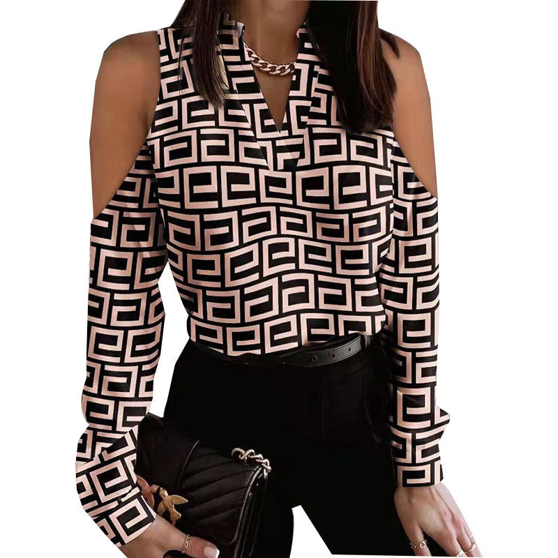 Comfortable Elegant Long Sleeve Printed Shirt Blouse