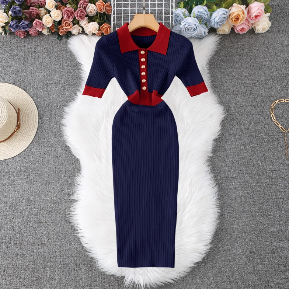 Women's Summer French Style Knitted Slimming Elegant Dress