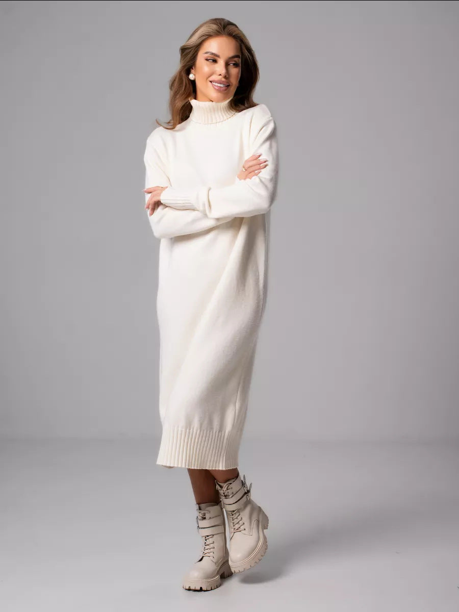 Women's Turtleneck Knitting Loose Inner Wear Pure Color Slimming Dress