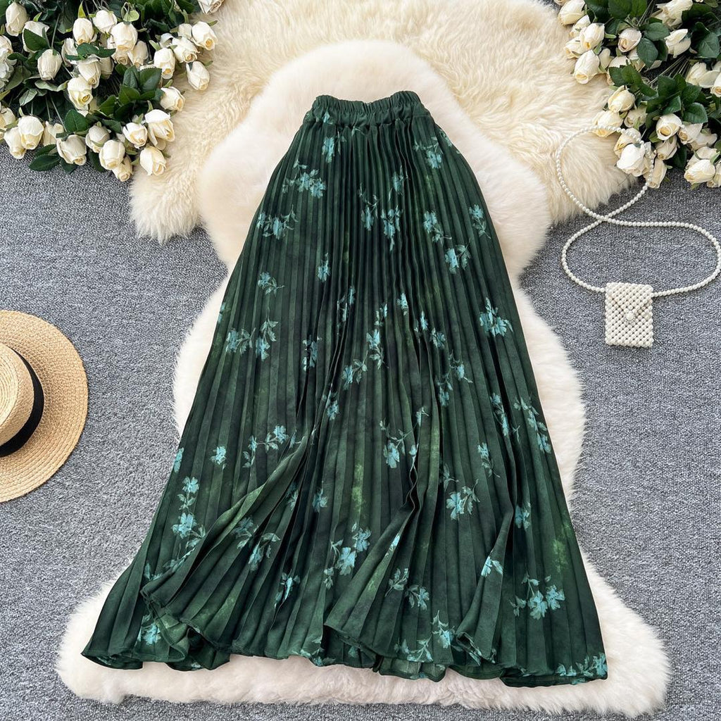 Chiffon Covering Ethereal Swing Umbrella Fold Floral Skirts