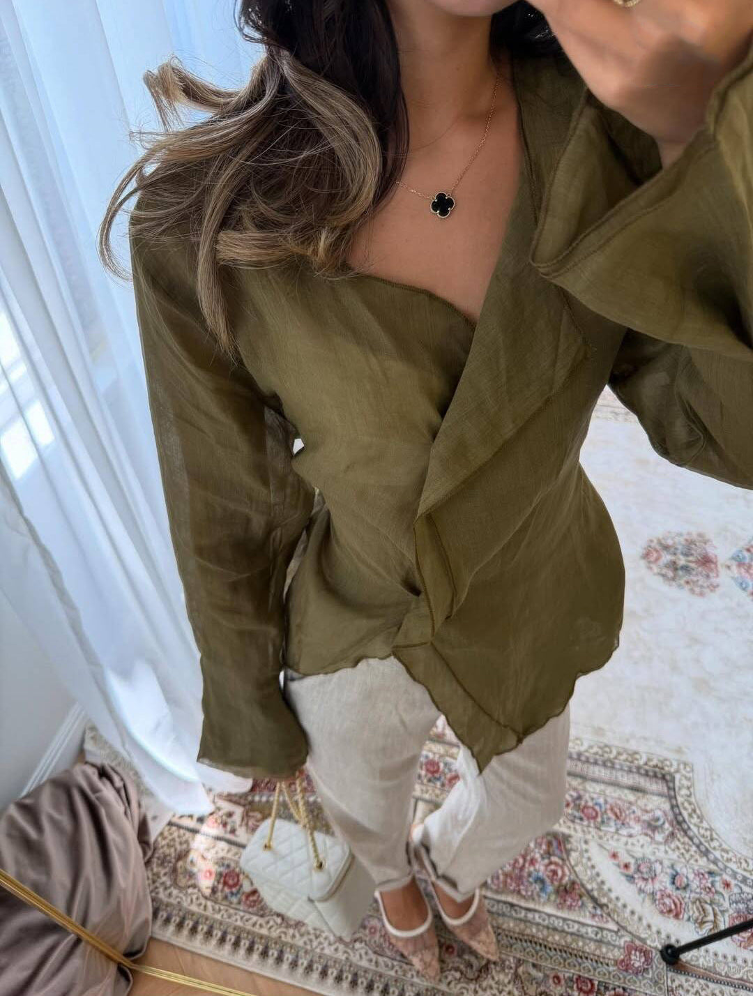 Women's Irregular Versatile Casual Long Sleeve Shirt Blouse