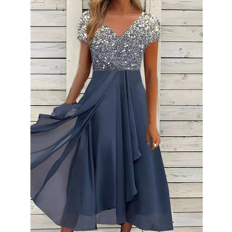 Women's Summer Fashion Urban Casual Patchwork Chiffon Dress