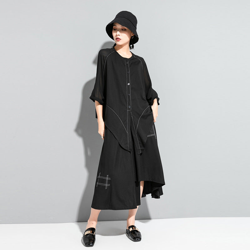 Women's Dark Cold Summer Wind Chiffon Stitching Cool Bow Loose Women's T-shirt