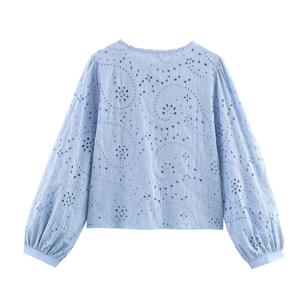 Women's Z Fashion Temperament Hollow Embroidered Shirt Blouse