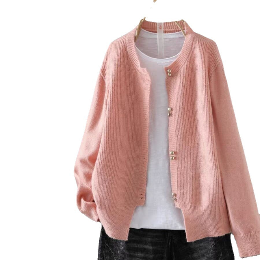 Women's Classic Style Autumn Loose Slimming Soft Glutinous Long Sleeve Solid Women's Sweater