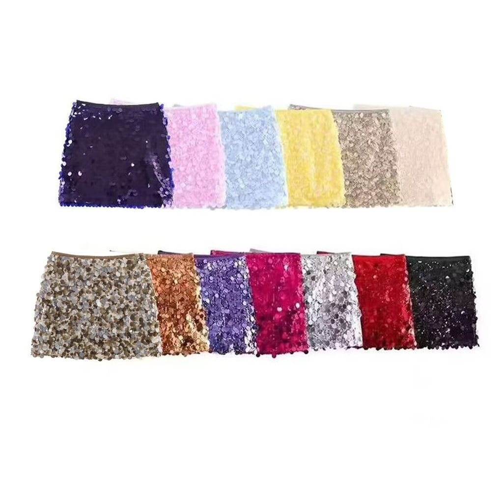 Slouchy Women's High Waist Sequins Mini Skirt