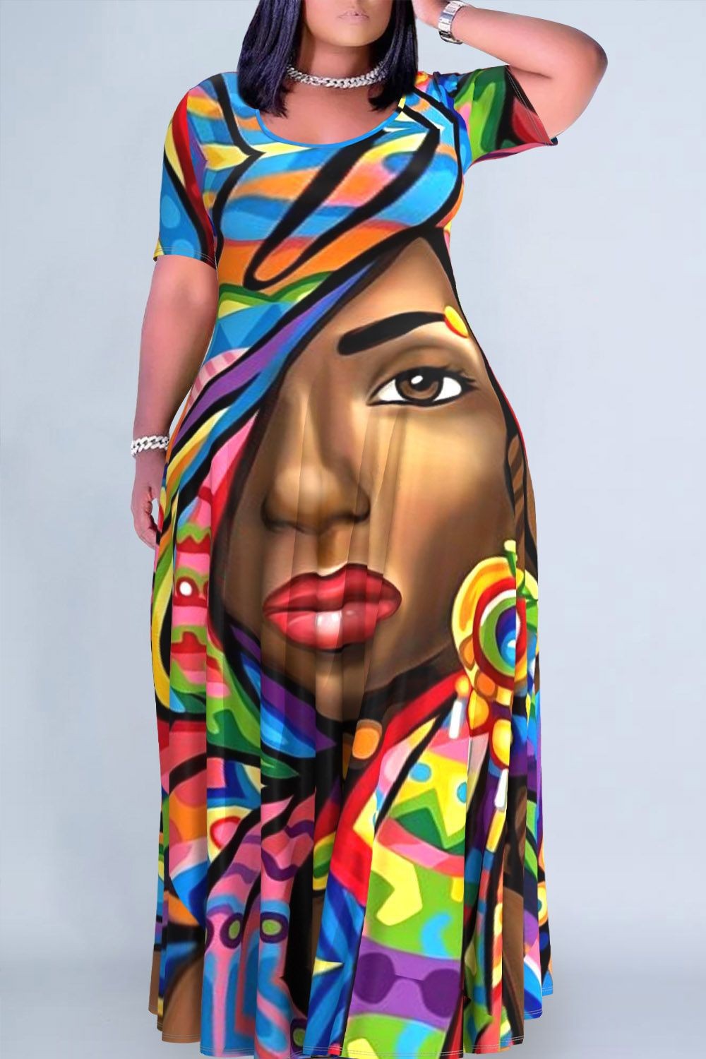 Women's Floral Print Round Neck Exotic Vacation Style Dress