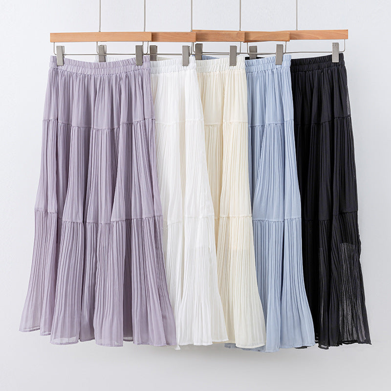 High Waist Long Umbrella Slim Fit Large Swing Chiffon Dress Skirts
