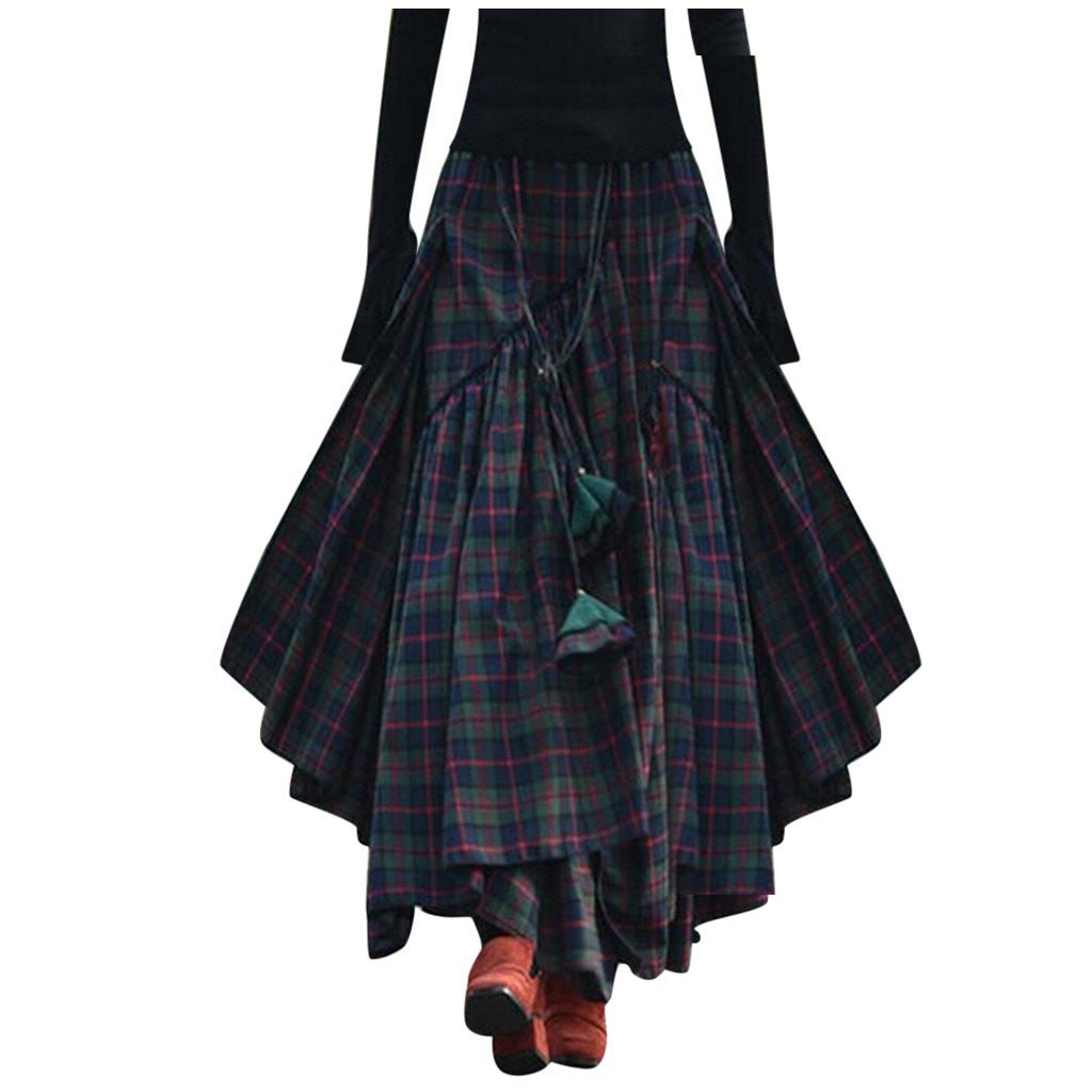Women's Autumn Long Dress Stitching Irregular Swing Skirts