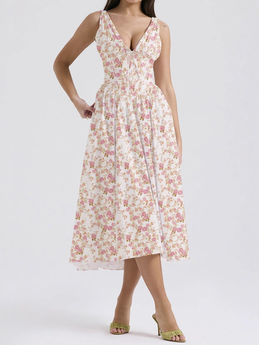 Beautiful Innovative Suspender Casual Printed Elegant Dress