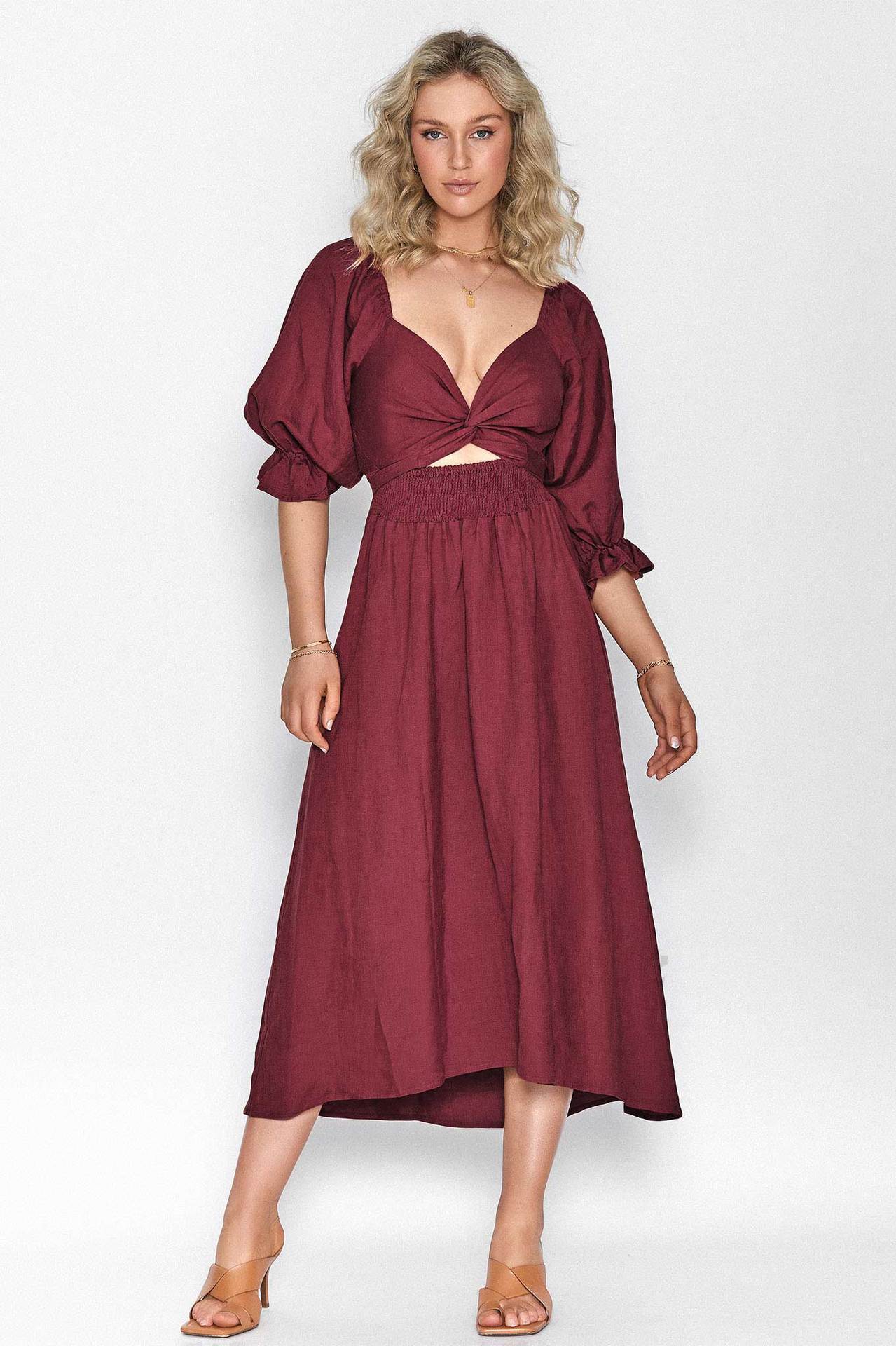 Women's Elegant Half Sleeve Front Back Wearable Dress