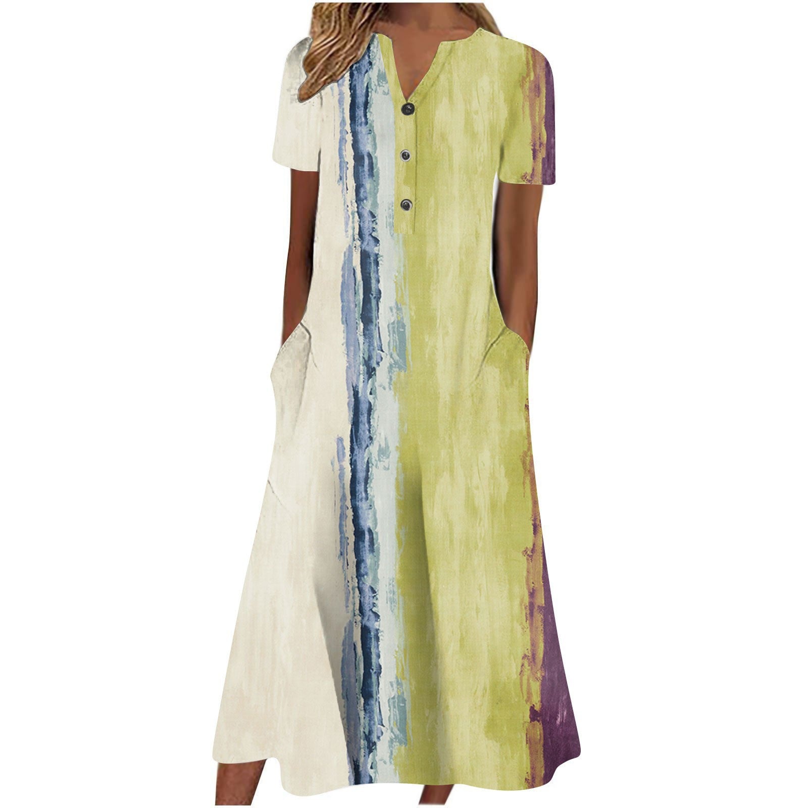 Summer Fashion Pocket Striped Sleeveless Casual Dress