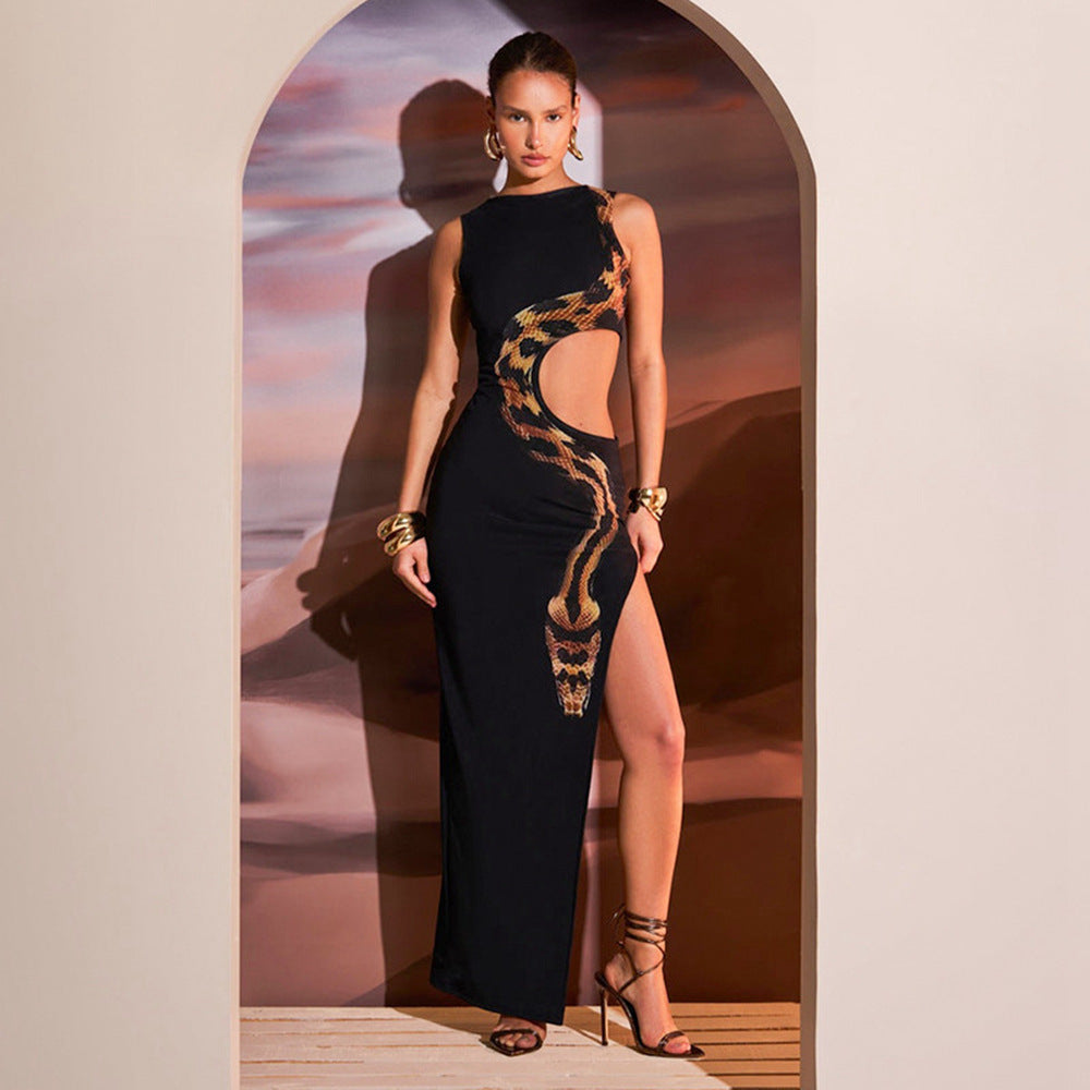 Women's Sleeveless Sexy Slim Fit Slit Long Dress