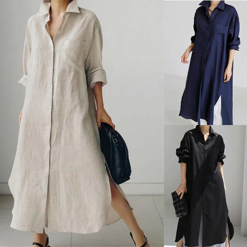 Cotton Linen Shirt Loose Irregular Bottoming Cardigans