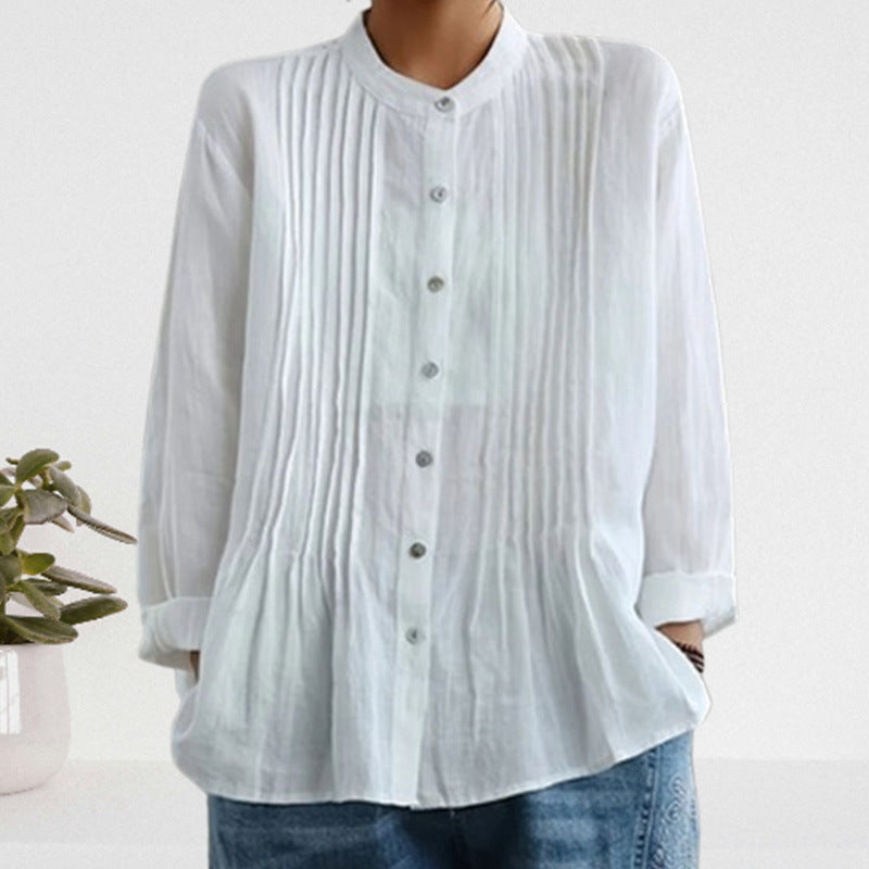 Women's Wild Solid Color Toothpick Strip Stand-up Blouse